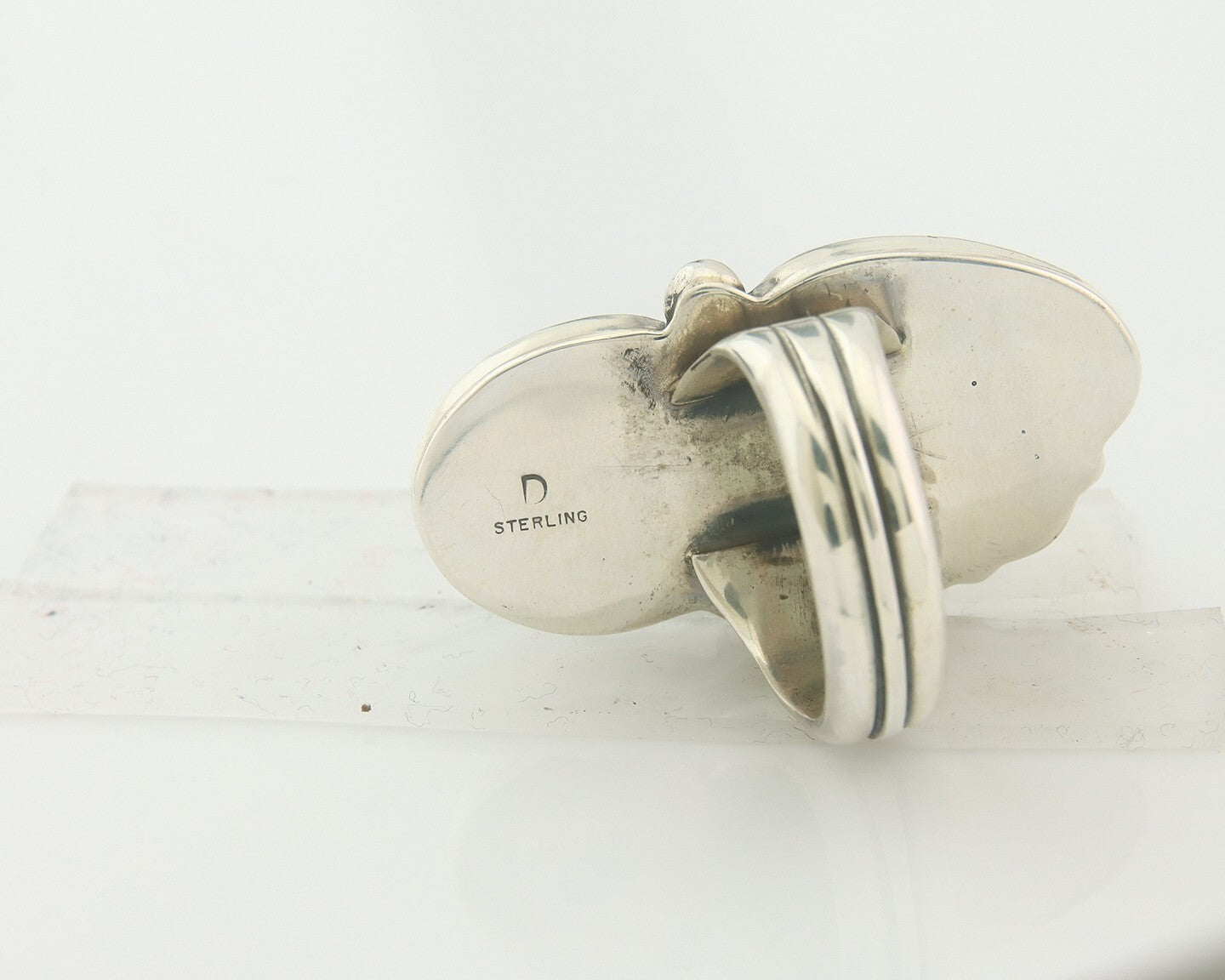 Vintage Navajo Ring 925 Sterling Authentic Turquoise Artist Signed D Size 9.0