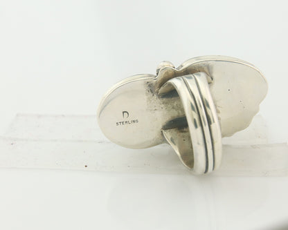 Vintage Navajo Ring 925 Sterling Authentic Turquoise Artist Signed D Size 9.0