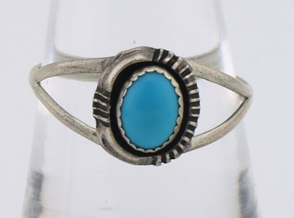 Navajo Ring 925 Silver Sleeping Beauty Turquoise Native American Artist C.80's