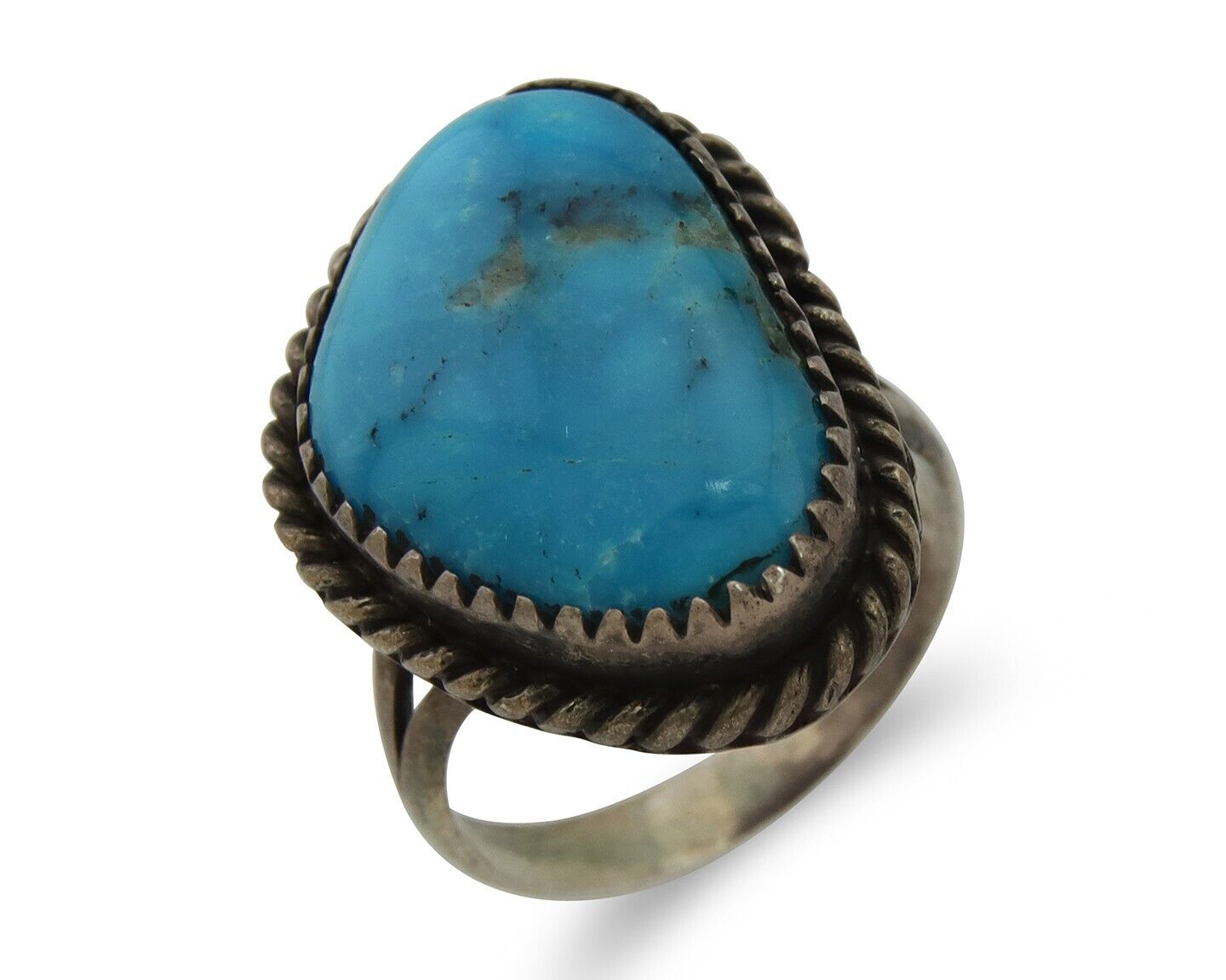 Navajo Ring 925 Silver Blue Turquoise Native American Artist C.80's