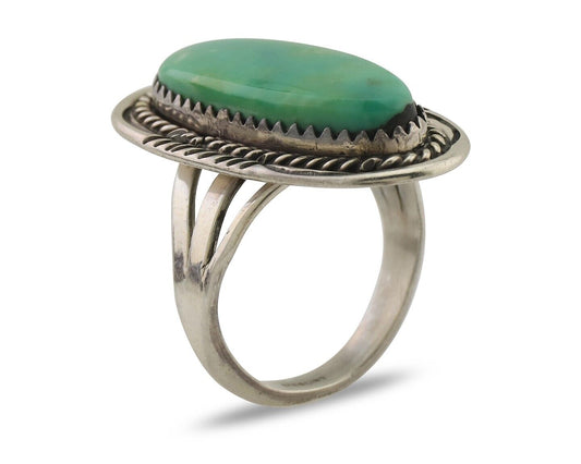 Navajo Ring 925 Silver Natural Blue Turquoise Native American Artist C.80's