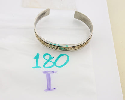 Navajo Bracelet 925 Silver & 12K Gold Cuff Artist Signed Randall Endito C.80's
