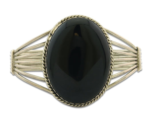 Vintage Navajo Bracelet 925 Silver Onyx Traditional Handmade Native American