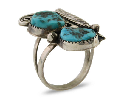 Navajo Ring 925 Silver Natural Blue Turquoise Native American Artist C.80's