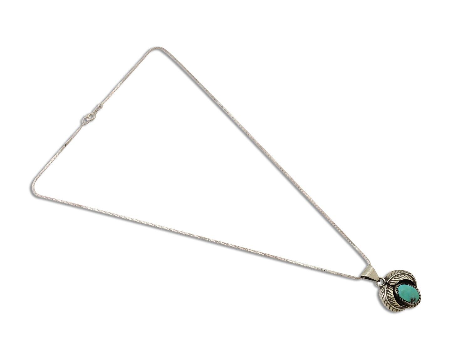 Navajo Turquoise Handmade Necklace 925 Silver Signed Pinwheel C.80's