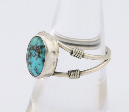 Navajo Ring 925 Silver Natural Blue Turquoise Native American Artist C.80's