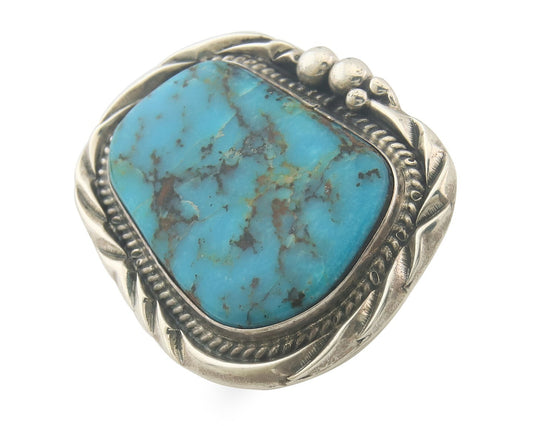 Vintage Navajo Ring 925 Sterling Authentic Turquoise Signed D Zachary Size 12