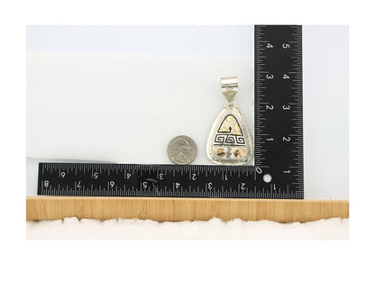 Navajo Kokopelli Pendant Sterling Silver & Gold Authentic Traditional Signed A