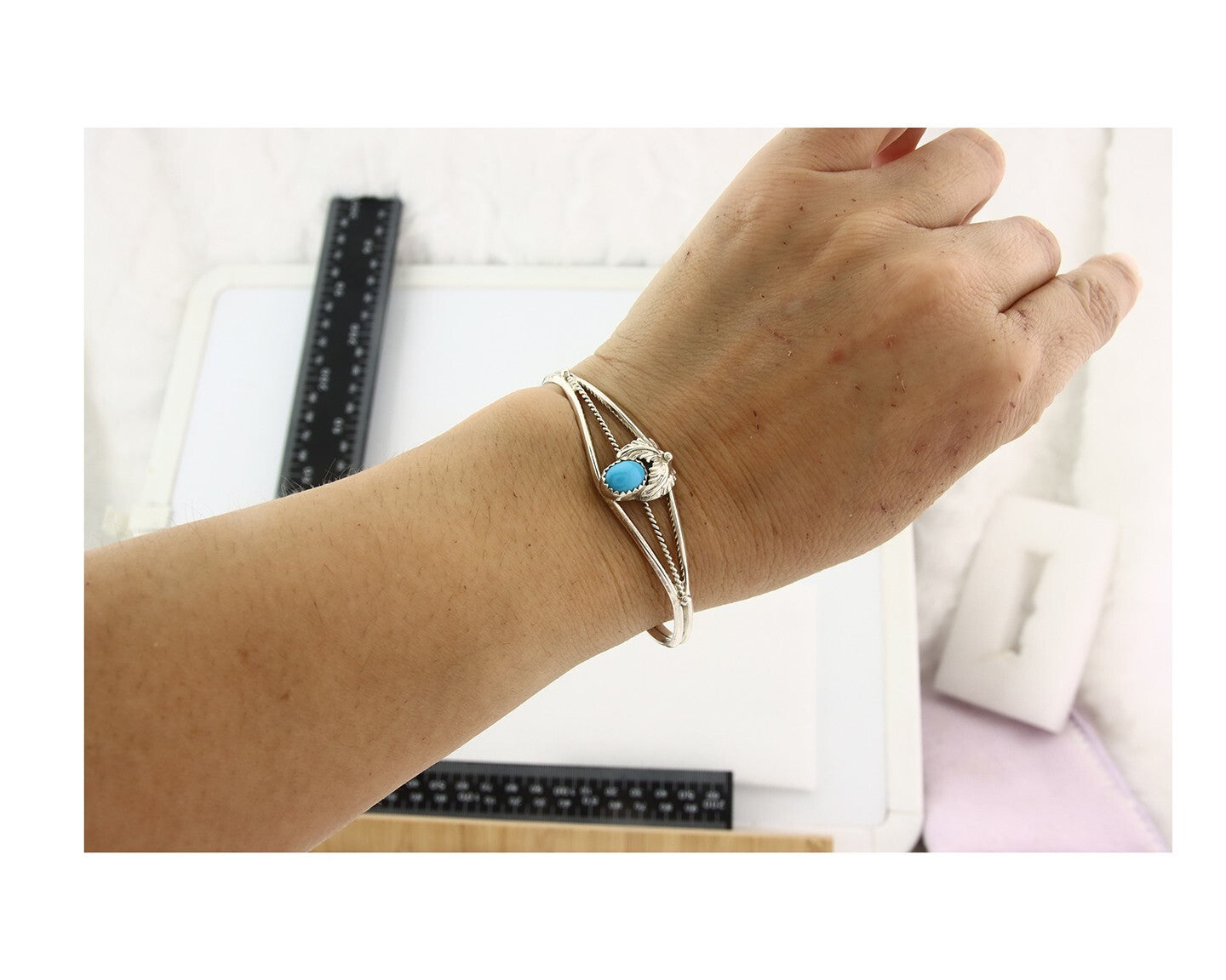 Vintage Navajo Bracelet 925 Silver Blue Turquoise Handmade