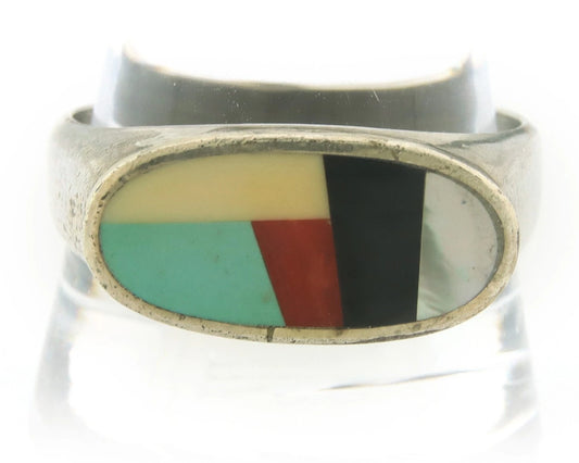 Men Navajo Ring Sterling Silver Natural Gemstone Size 12.5
