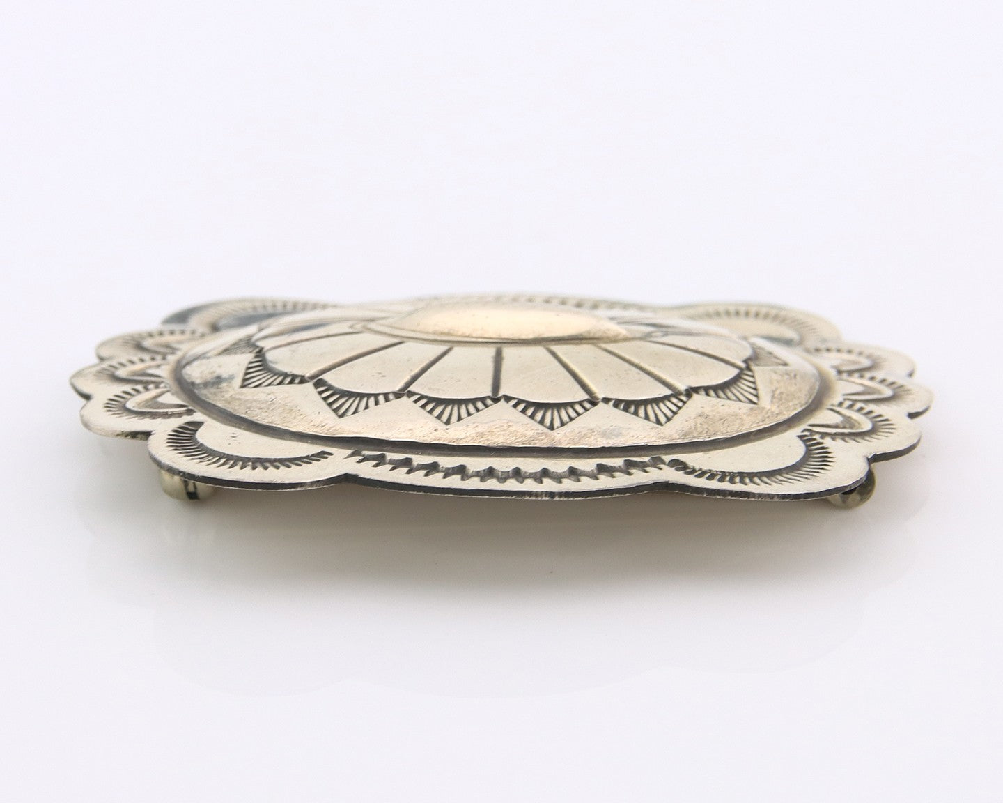 Navajo Concho Pin Sterling Silver Hand Stamped Native American Artist