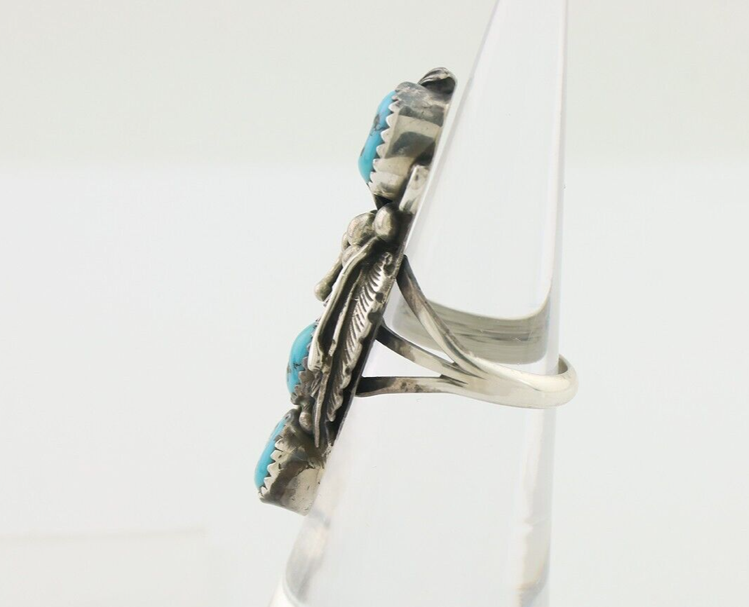 Navajo Ring 925 Silver Sleeping Beauty Turquoise Native American Artist C.80's