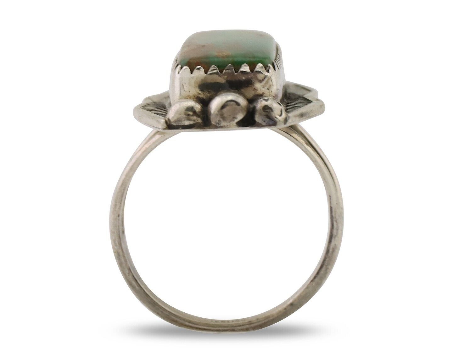 Navajo Ring 925 Silver Natural Blue Turquoise Artist Signed Doug Zachary C.80's