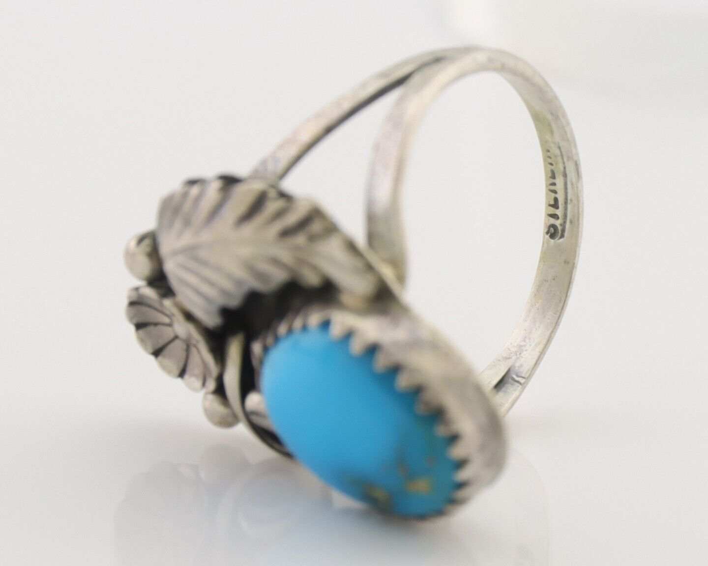 Navajo Ring 925 Silver Morenci Turquoise Native American Artist C.80's