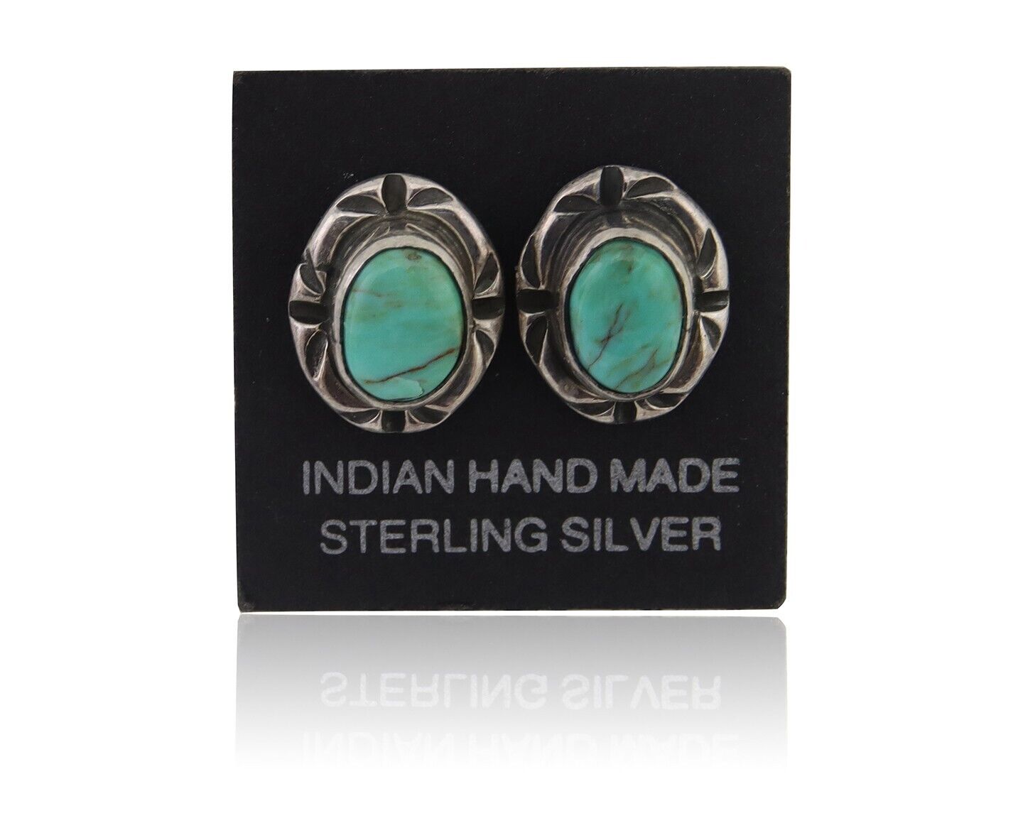 Navajo Earrings 925 Silver Turquoise Native American Artist C.80's