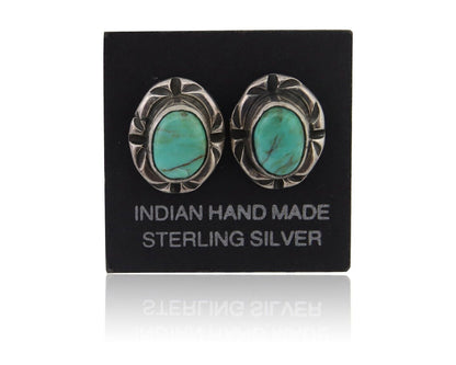 Navajo Earrings 925 Silver Turquoise Native American Artist C.80's