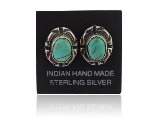 Navajo Earrings 925 Silver Turquoise Native American Artist C.80's