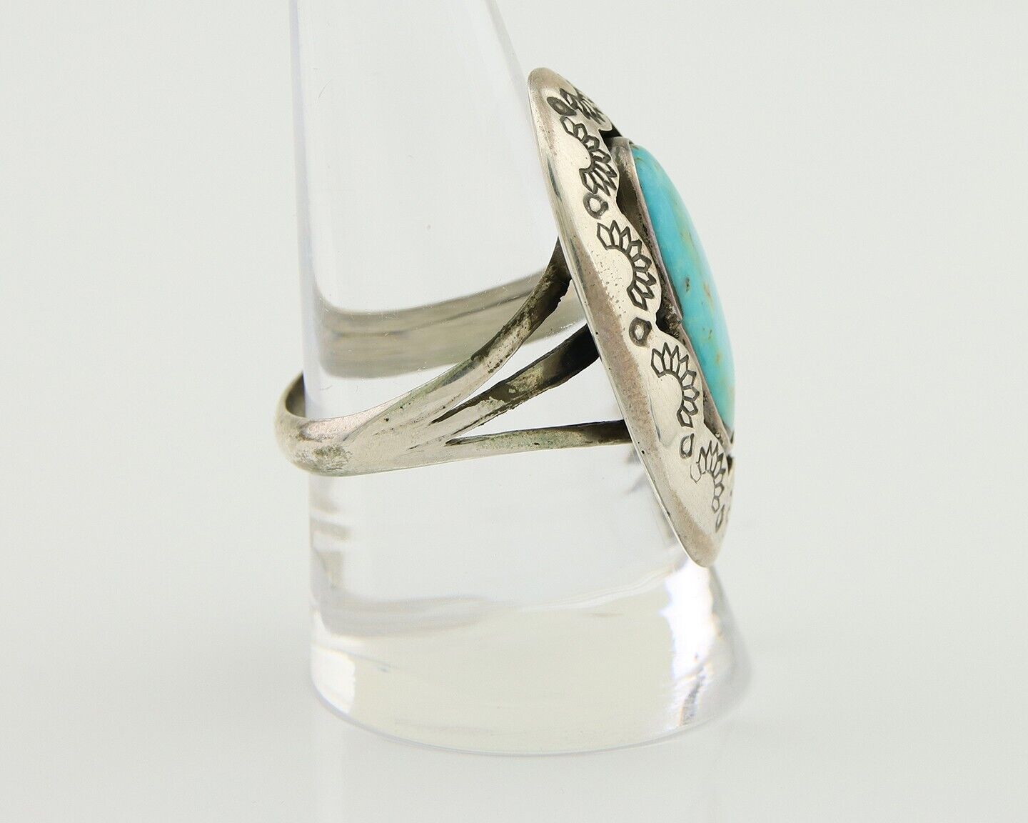 Navajo Handmade Ring 925 Silver Natural Arizona Turquoise Artist C.80's