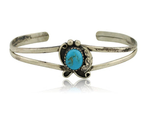 Navajo Slave Bracelet 925 Silver Arizona Turquoise Native American Artist C.80's