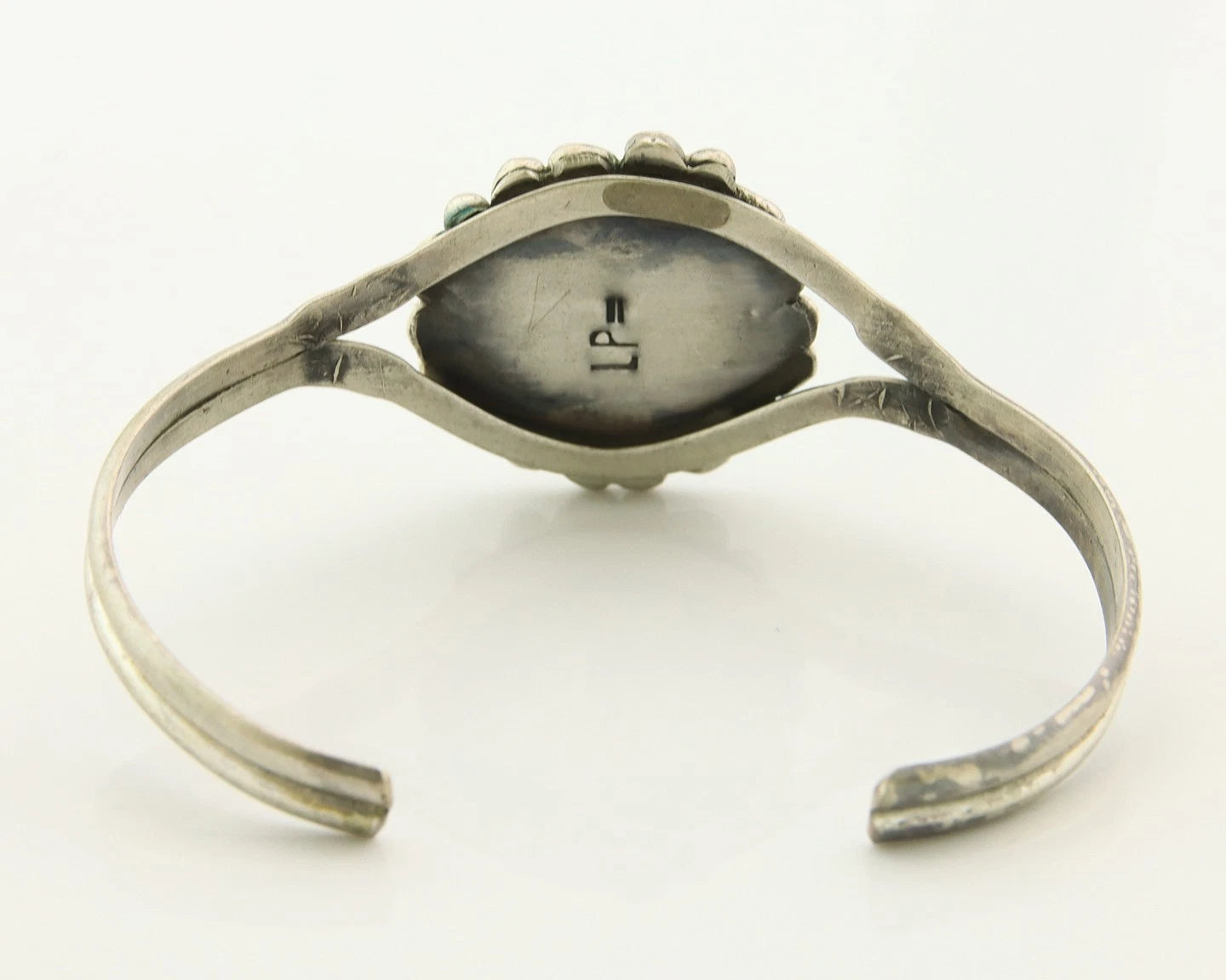 Navajo Cuff Bracelet Sterling Silver Vintage Turquoise Handmade Signed LP