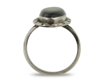 Navajo Handmade Ring 925 Silver Black Onyx Artist Signed J #10 C.80's