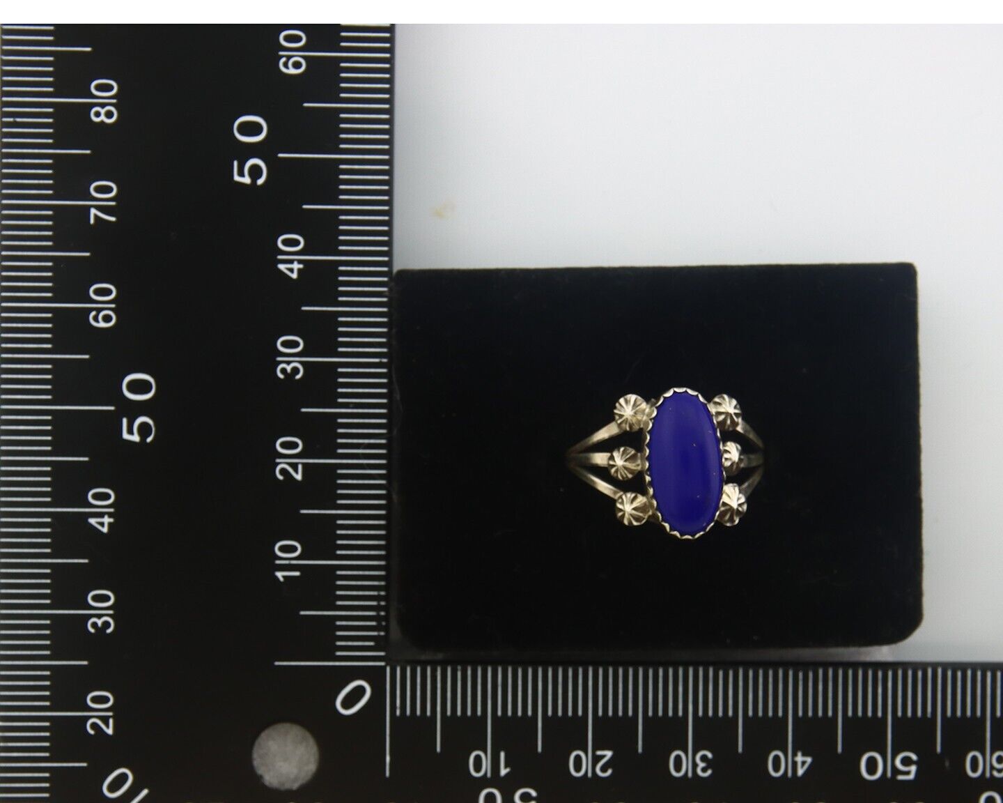 Navajo Ring 925 Sterling Natural Lapis Handmade Native Artist C.80's