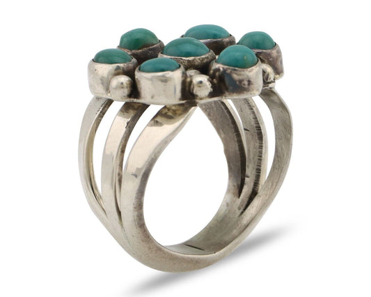 Navajo Ring .925 Silver Natural Blue Turquoise Native American Artist C.80's