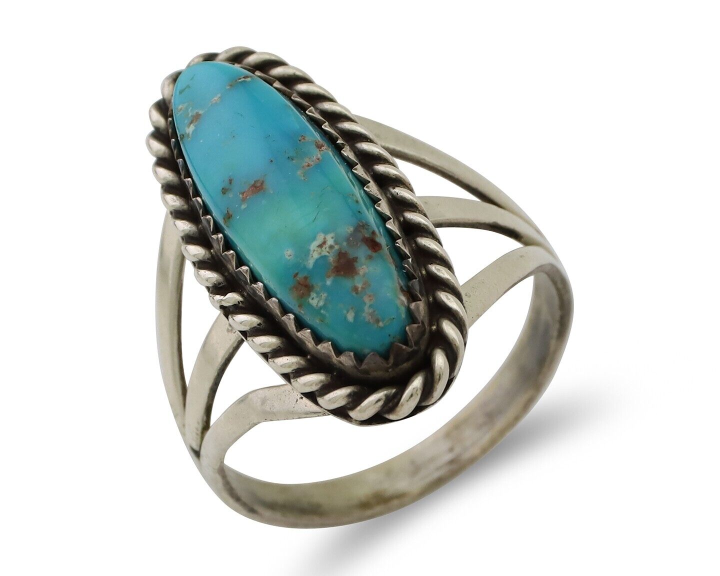 Navajo Ring 925 Silver Natural Turquoise Native American Artist C.80's