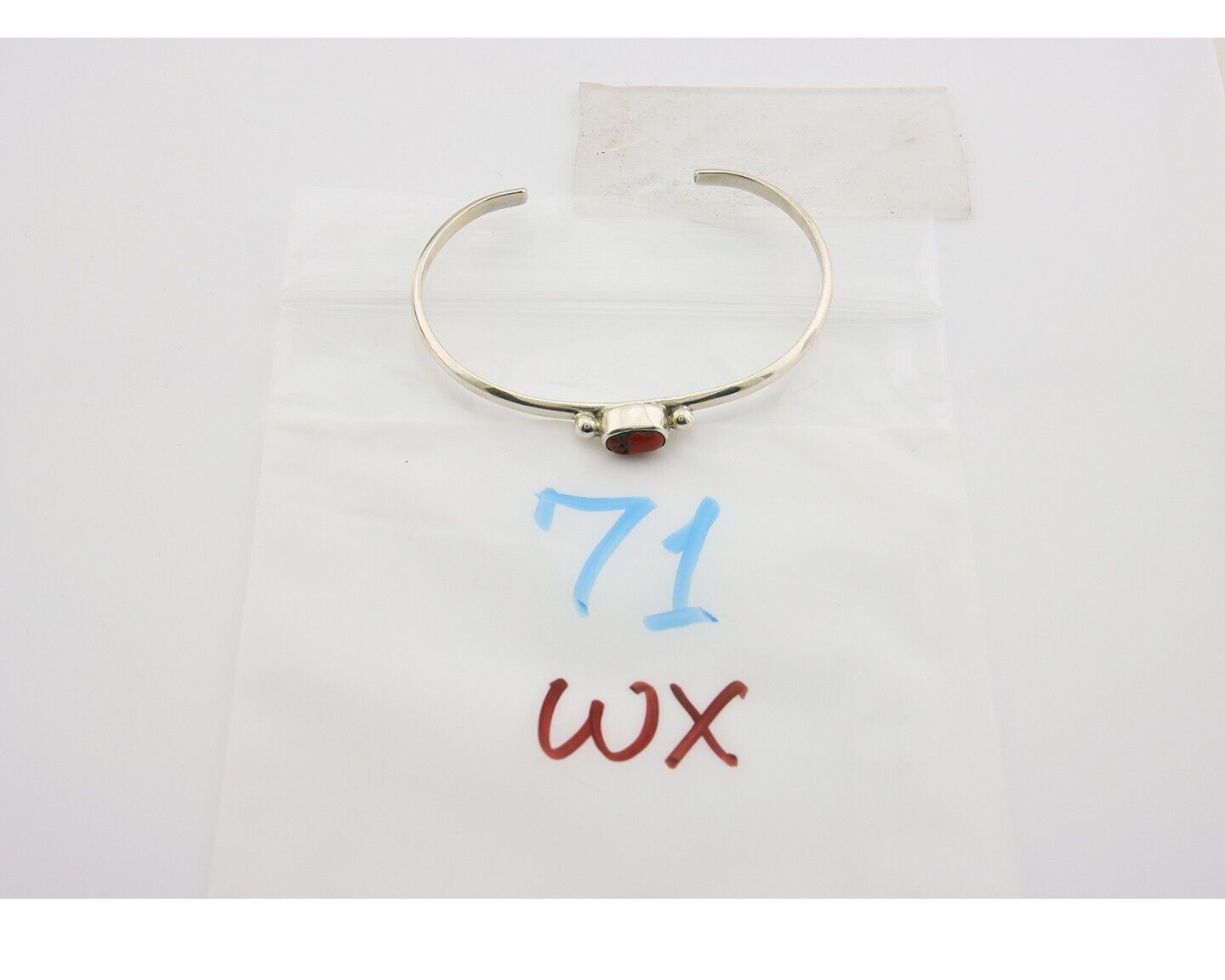 Navajo Bracelet .925 Silver Natural Red Coral Cuff Native American Artist C.80's