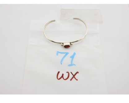 Navajo Bracelet .925 Silver Natural Red Coral Cuff Native American Artist C.80's