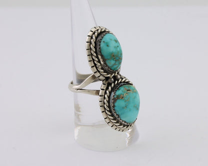 Navajo Ring 925 Silver Natural Spiderweb Turquoise Signed Tom Willeto C.80's