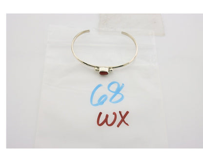 Navajo Bracelet .925 Silver Natural Red Coral Cuff Native American Artist C.80's