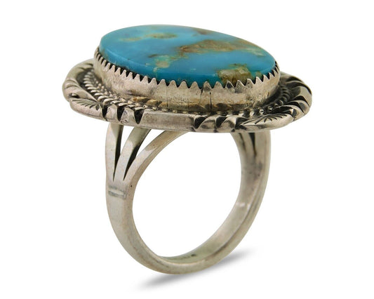 Navajo Ring 925 Sterling Silver Turquoise Signed Mike Begay C.80's