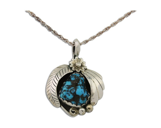 Navajo Necklace 925 Silver Natural Turquoise Native American Artist C.80's
