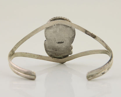 Navajo Hand Stamped Cuff Bracelet Turquoise 925 Silver Native American Artist