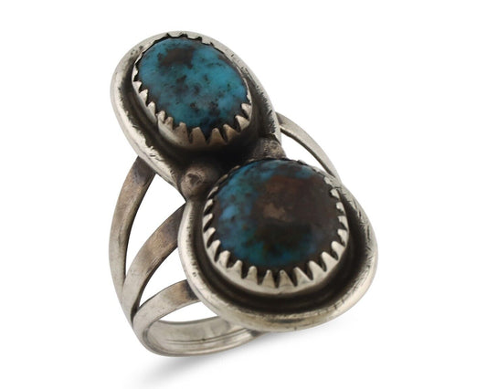 Navajo Ring 925 Silver Natural Blue Turquoise Native American Artist C.80's