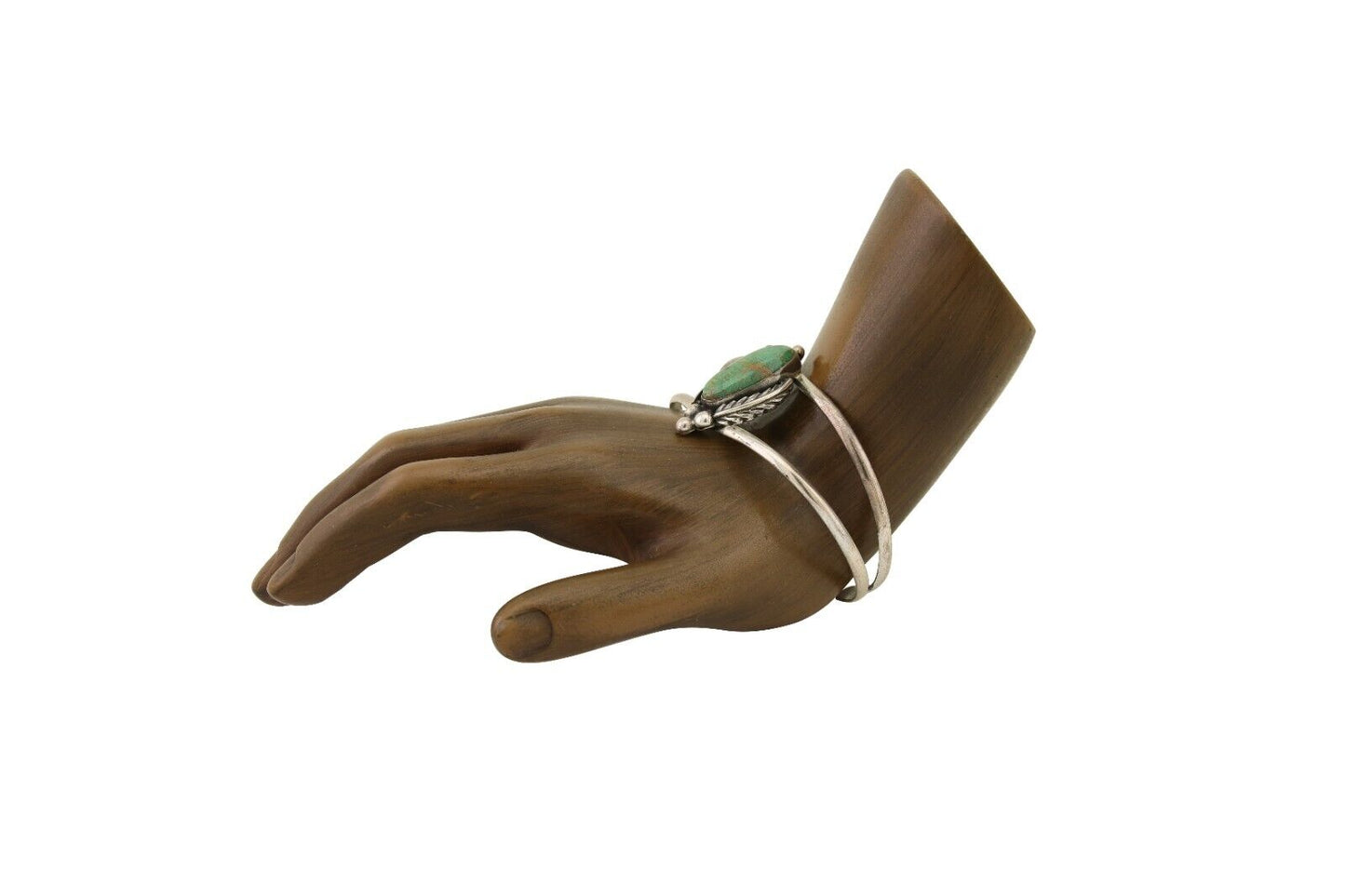 Navajo Hand Stamped Cuff Bracelet Turquoise 925 Silver Signed Sunrise C.80's