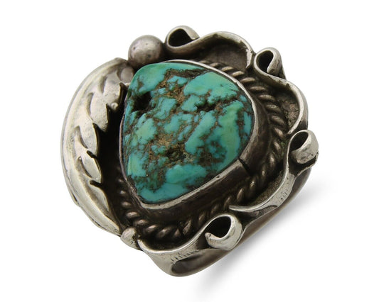 Navajo Handmade Ring 925 Silver Natural Turquoise Native Artist C.80's