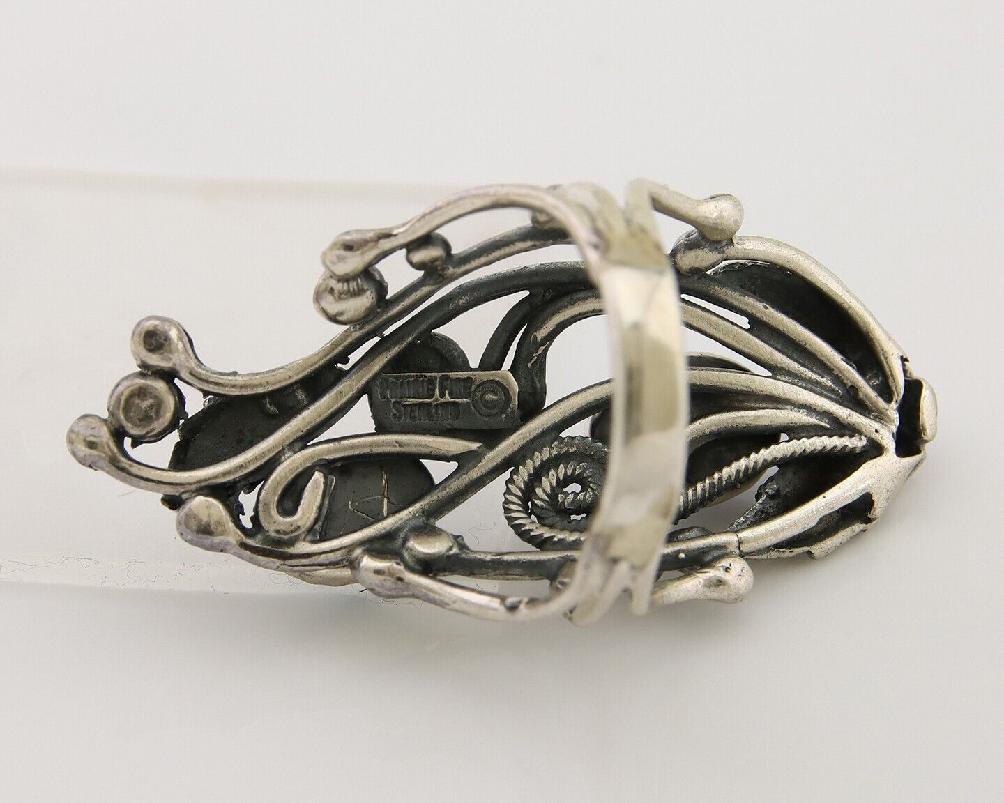 Navajo Ring 925 Silver Natural Denim Lapis Artist Signed Prairie Fire C.80's