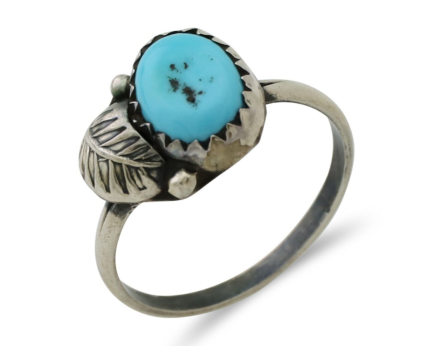 Navajo Ring 925 Silver Sleeping Beauty Turquoise Native American Artist C.80's