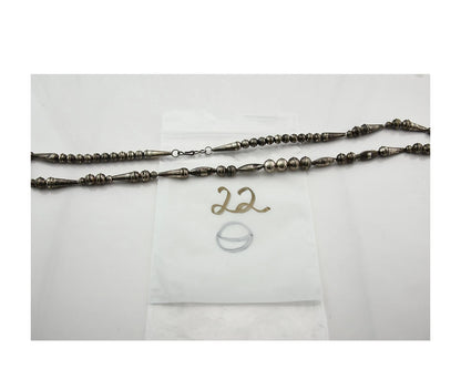 Navajo Bead Necklace Sterling Silver 8.0 mm wide 25 in long Circa 1980's