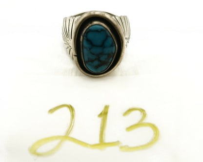 Navajo Ring .925 SOLID Silver China Mountain Turquoise Signed Doug Zachary C.80