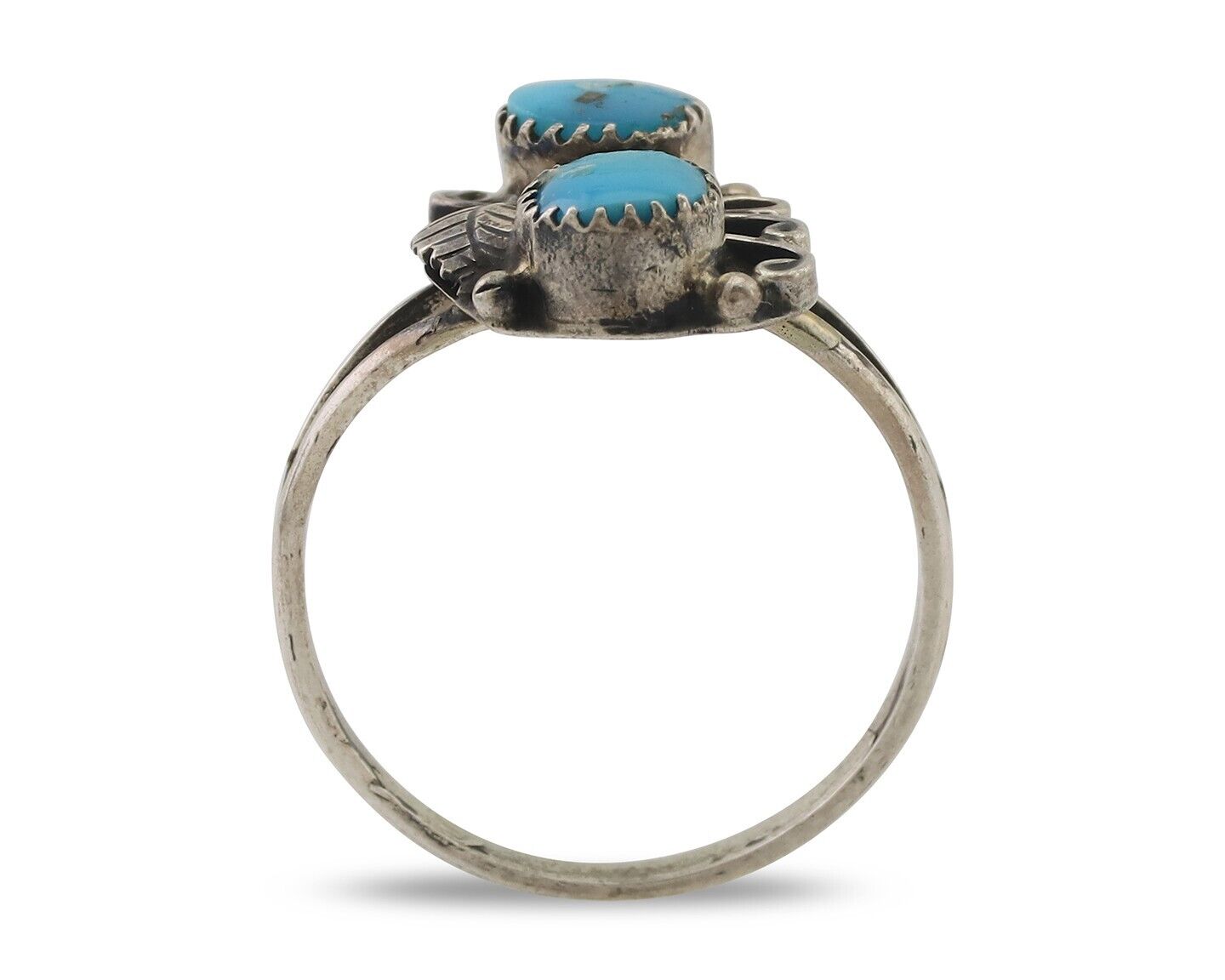 Navajo Ring 925 Silver Kingman Turquoise Native American Artist C.80's