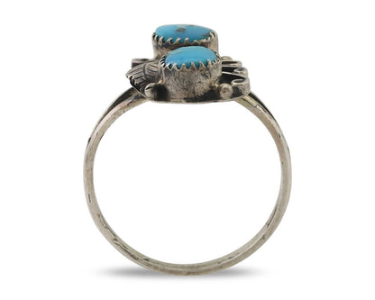 Navajo Ring 925 Silver Kingman Turquoise Native American Artist C.80's