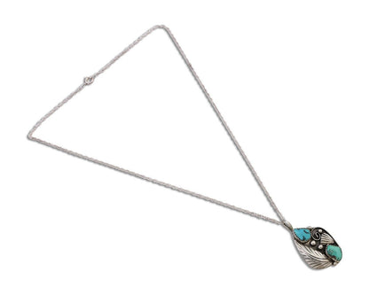 Navajo Turquoise Handmade Necklace 925 Silver Artist Signed PM C.80s