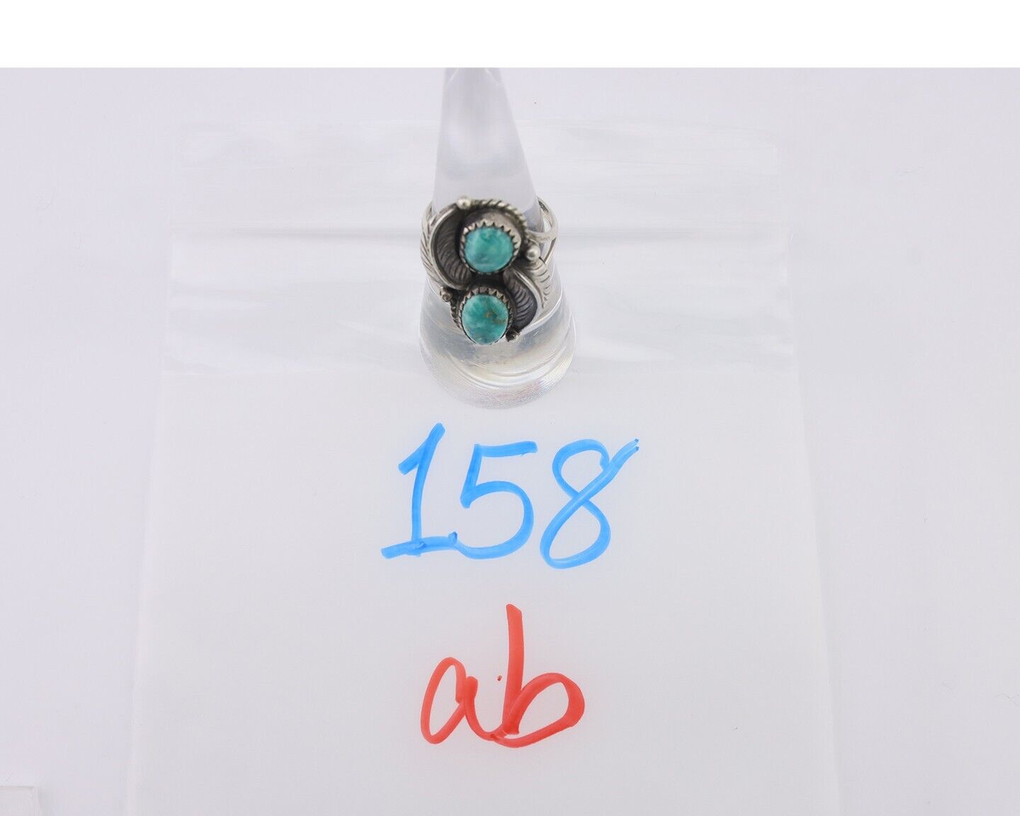 Navajo Ring 925 Silver Natural Blue Gem Turquoise Artist Signed MC C.80's