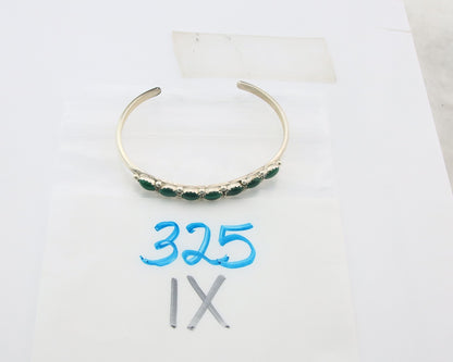 Navajo Cuff Bracelet Sterling Silver Natural Malachite Vintage Signed SS