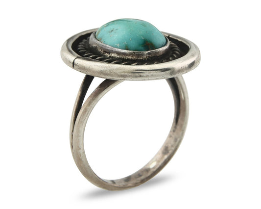 Vintage Navajo Ring 925 Sterling Silver Turquoise Handmade Size 9.25