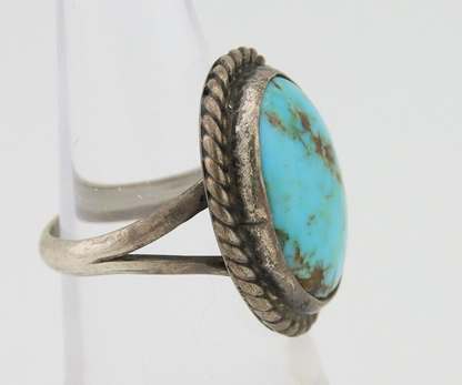 Navajo Handmade Ring 925 Silver Natural Turquoise Native Artist C.80's