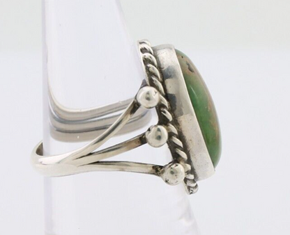 Navajo Ring 925 Silver Natural Green Turquoise Artist Signed MC C.80's